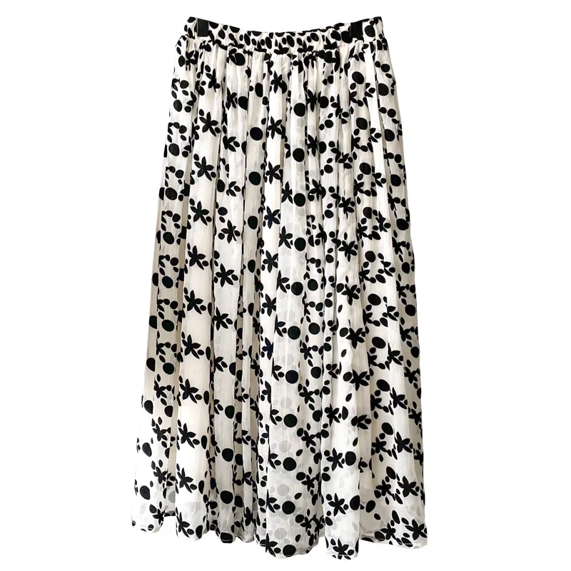 

COZOK High Waist Elastic Skirt Female 2021 Summer New Korean Sweet Temperament Flocked A-line Skirt 9578