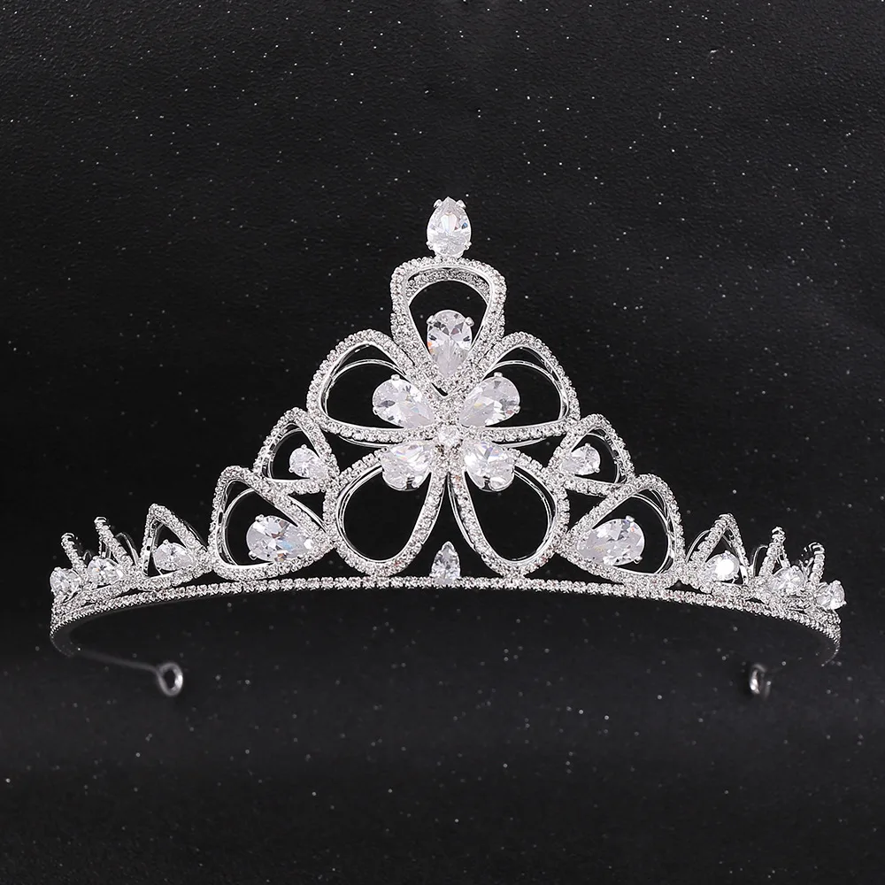 

MYFEIVO Wedding Crown Baroque Zircon Floral Bride Tiaras Rhinestone Bridal Crowns Headdress Hair Jewelry Accessories HQ0274