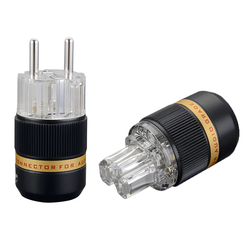 Выборг VE511R+ VF511R 99.99% чистый Медь прозрачный покрытого родием Schuko EU Hi-Fi аудио Мощность кабель Расширение адаптер штепсельной вилки