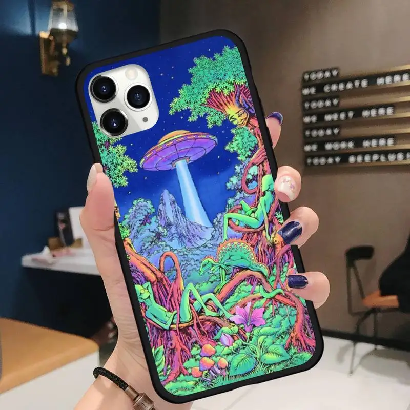 

Aesthetics Cute Cartoon alien space Phone Case for iPhone 11 12 pro XS MAX 8 7 6 6S Plus X 5S SE 2020 XR Soft silicone