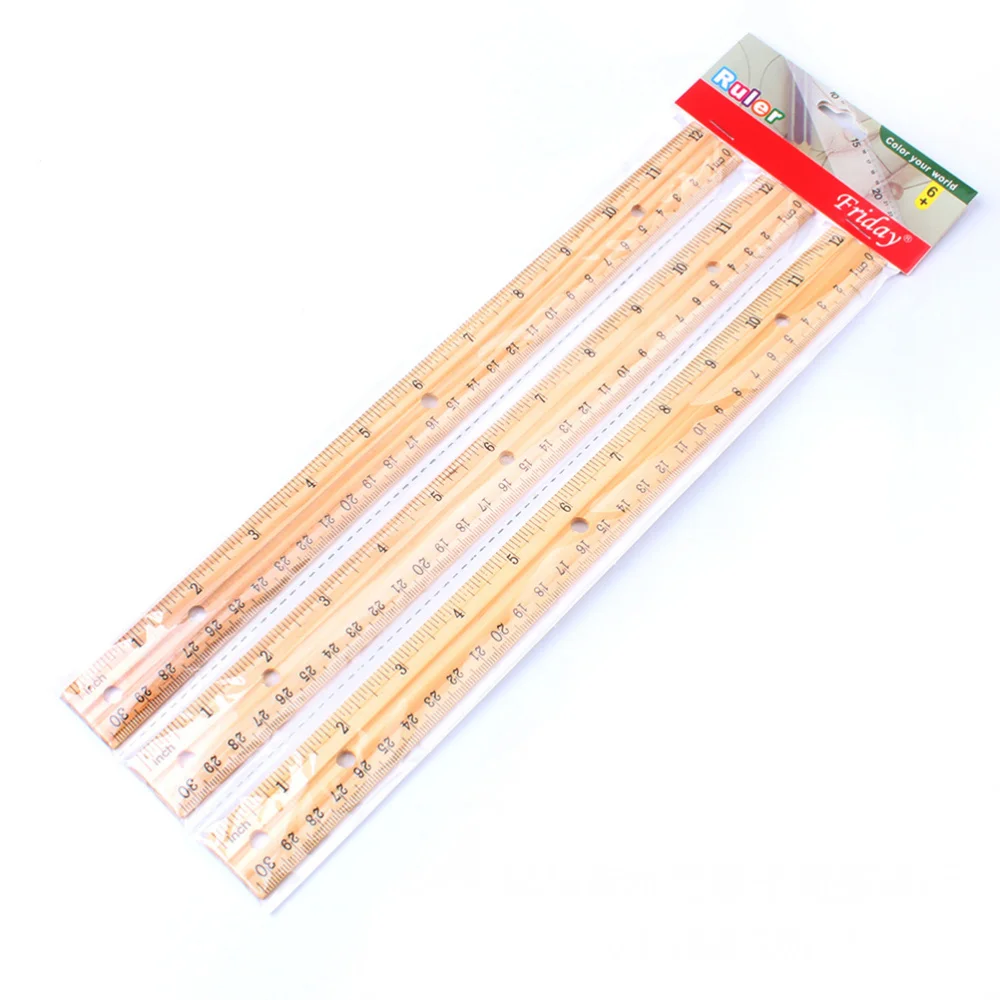 

6Pcs 30cm Wooden Ruler Training Aid Dressmaker One Side Double Scale Ruler