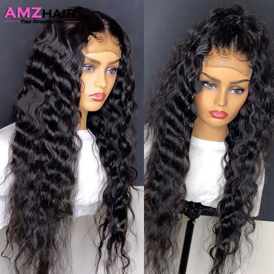 

HD Transparent Deep Wave Lace Frontal Wigs Wet And Wavy Deep Curly Lace Front Human Hair Wigs Pre Plucked With Baby Hair
