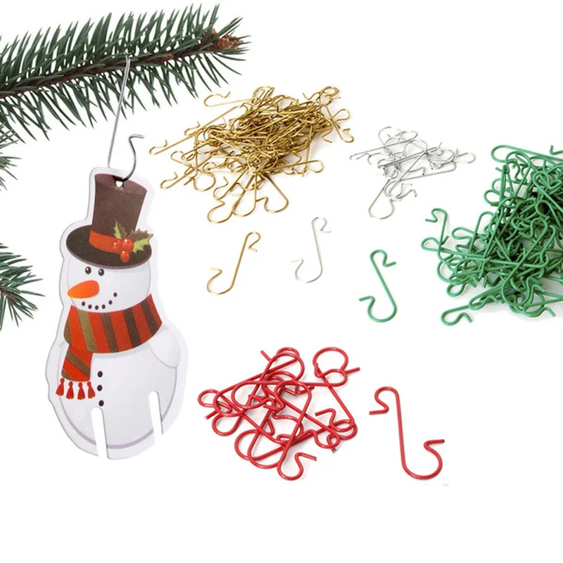

50 шт., S-образный металлический крючок для украшения рождественской елки