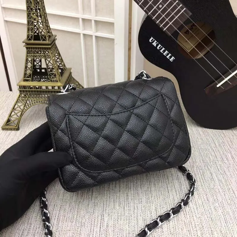 Black silver chain Новая роскошная женская сумка Классическая Ограниченная серия Высококачественная модная сумка на плечо - Цвет: Black silver chain