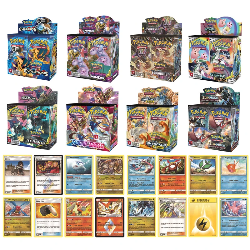 

324 шт./коркор. карты Pokemon Newest GX EX Sword & Shield Sun & Moon, английская торговая карта, блестящие игры, версии, 36 упаковок, коллекционные игрушки