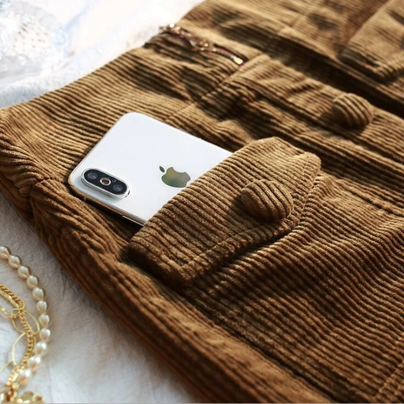 

New Autumn Winter Corduroy Skirt Women Midi 2020 Brand Designer High Waist Knee Length Skirts Womens Plus Size Brown Blue Black