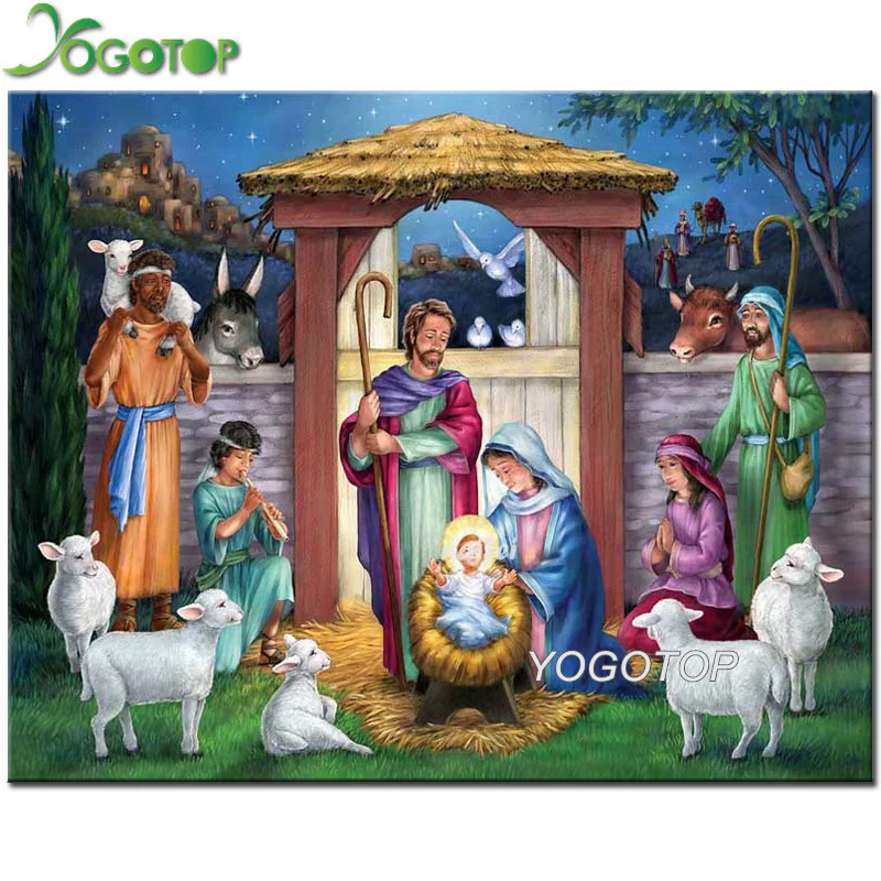 

5D Diy Diamond Painting Holy Manger full Diamond Embroidery Religion 5d Diamond Mosaic Birth Of Christ Decor Jesus sheep YY2357