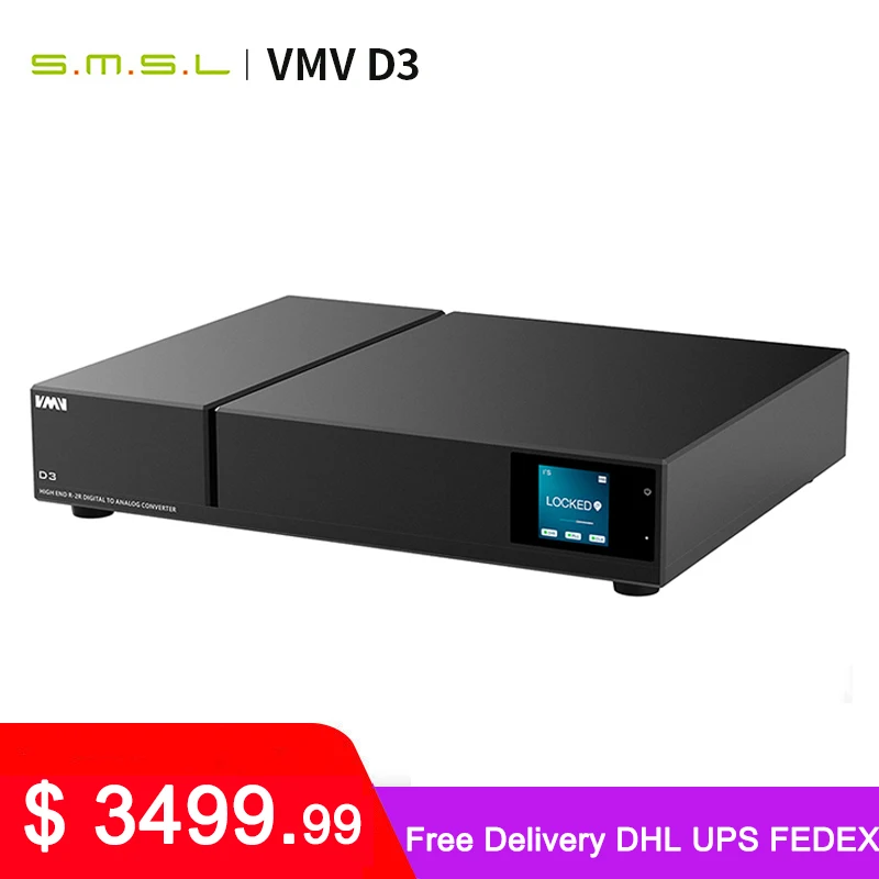 

SMSL VMV D3 Advanced R2R цифровой аудио DAC PCM1704U-J * 4 SM5847 XMOS DSD512 32 бит 768 кГц ACCUSILICON * 2 I2S декодер сбалансированный outpu