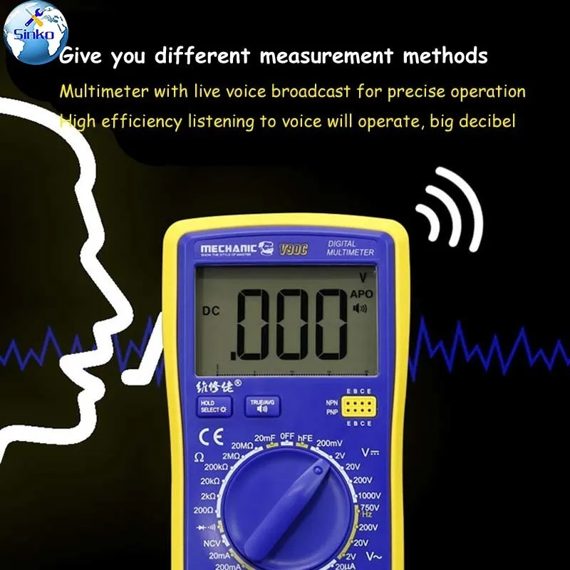 Механический Интеллектуальный мультиметр для передачи голоса Автоматический
