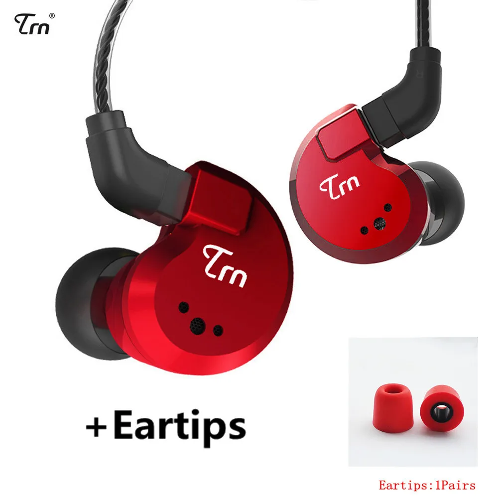 TRN V80 2BA+ 2DD гибридные металлические наушники-вкладыши HIFI DJ Monito спортивные наушники для бега ушные наушники гарнитура съемный кабель AS10 \ T2 \ V30 - Цвет: red no mic ET