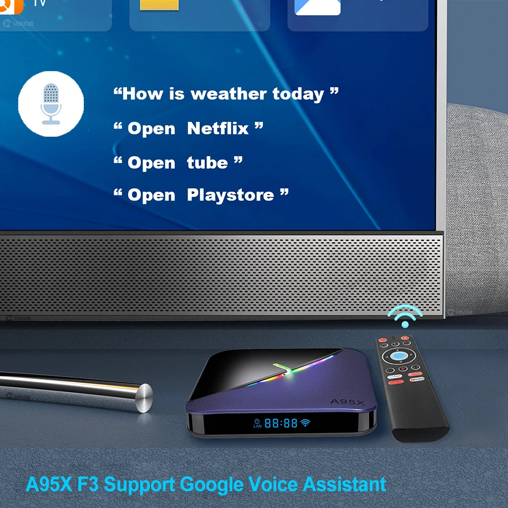 A95x F3 RGB светильник ТВ приставка Android 9,0 Макс 4 Гб 64 Гб Amlogic S905X3 Смарт ТВ приставка 4 к USB3.0 H.265 Netflix Youtube Plex медиасервер