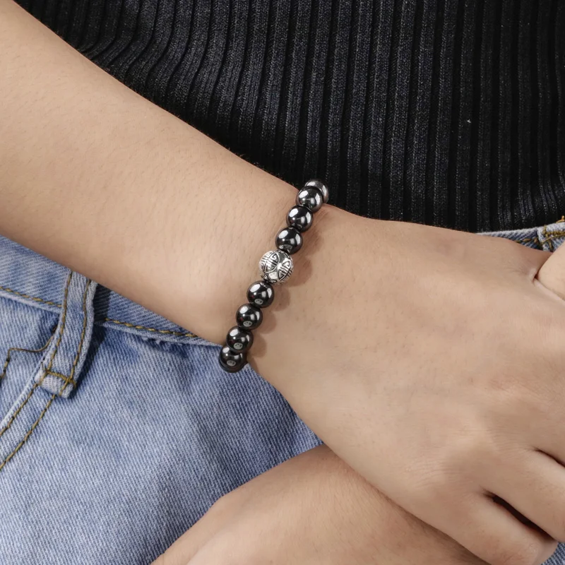 Lan Li модные ювелирные изделия 8 мм Черный желчный камень браслет подходит для