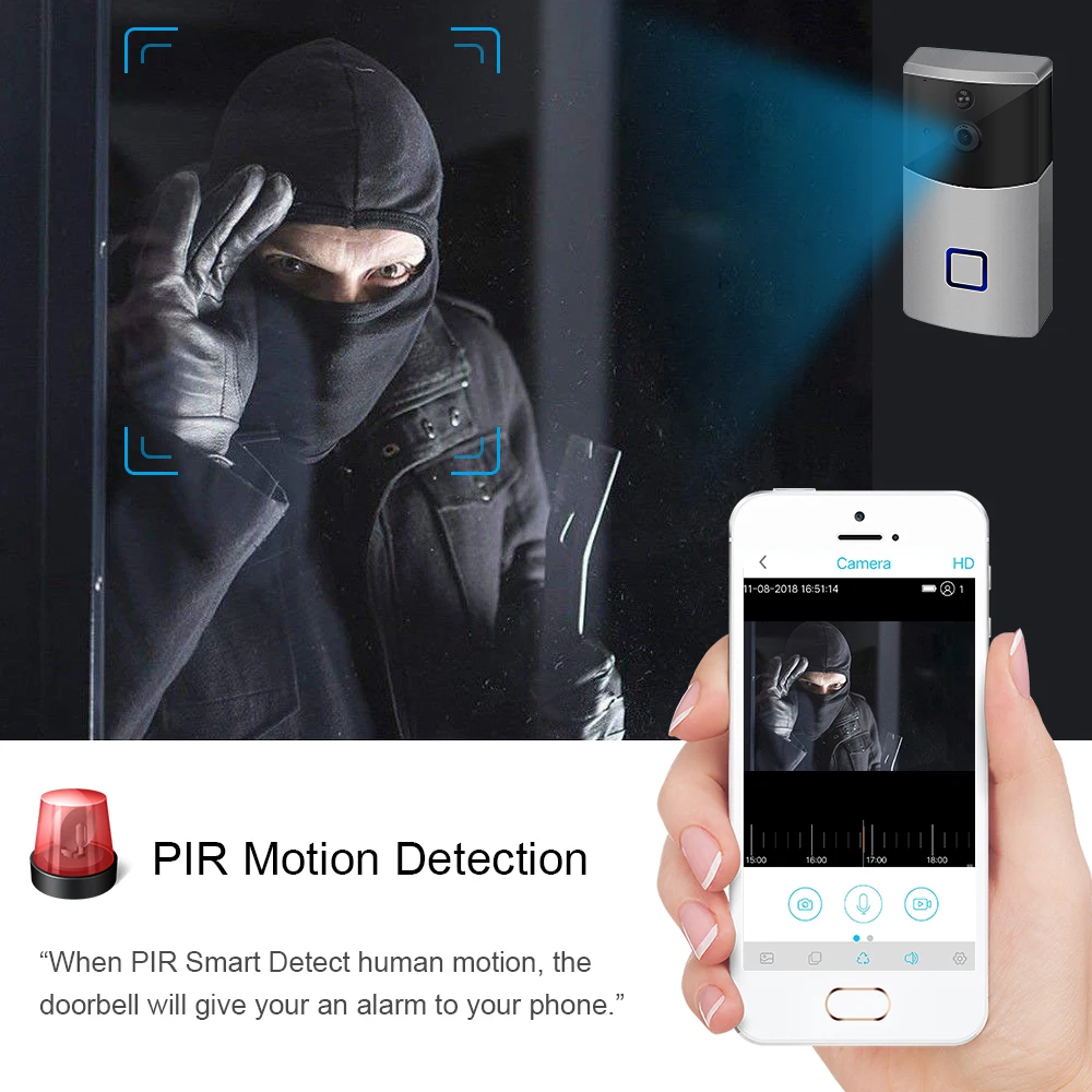 Кольцевой дверной Звонок камера WiFi видео звонок беспроводной домофон 1080p дверное
