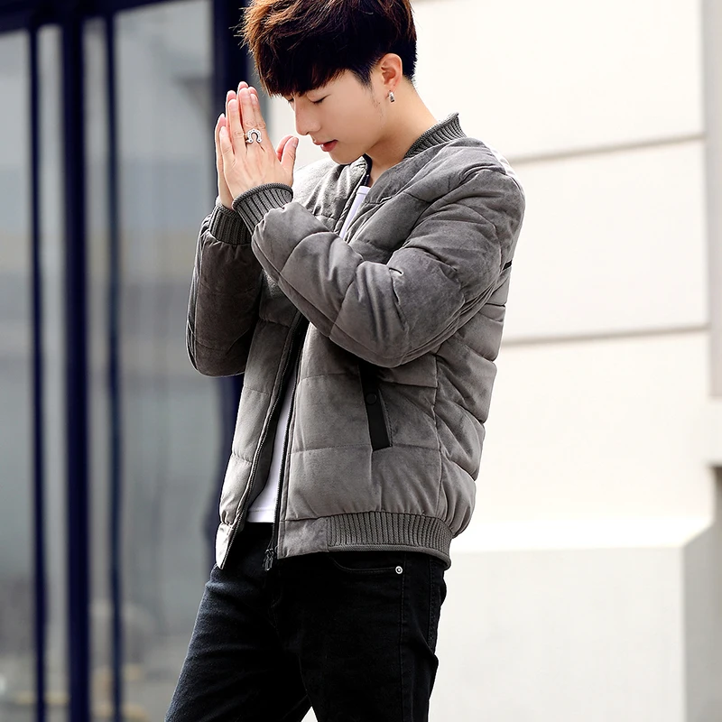 Куртка мужская бархатная с длинным рукавом утепленная Повседневная приталенная