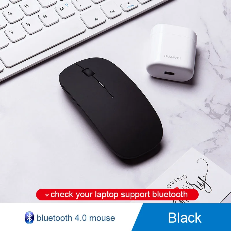 Bluetooth мышь для Mac 2,4 ГГц Беспроводная мышь для Xiaomi muis draadloos Беспроводная Бесшумная игровая мышь для Macbook Dell acer Asus - Цвет: 4.0 Bluetooth black