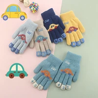 children gloves for 4 8 years boys winter knitted soft warm cute cartoon car kids gloves full finger girls mittens