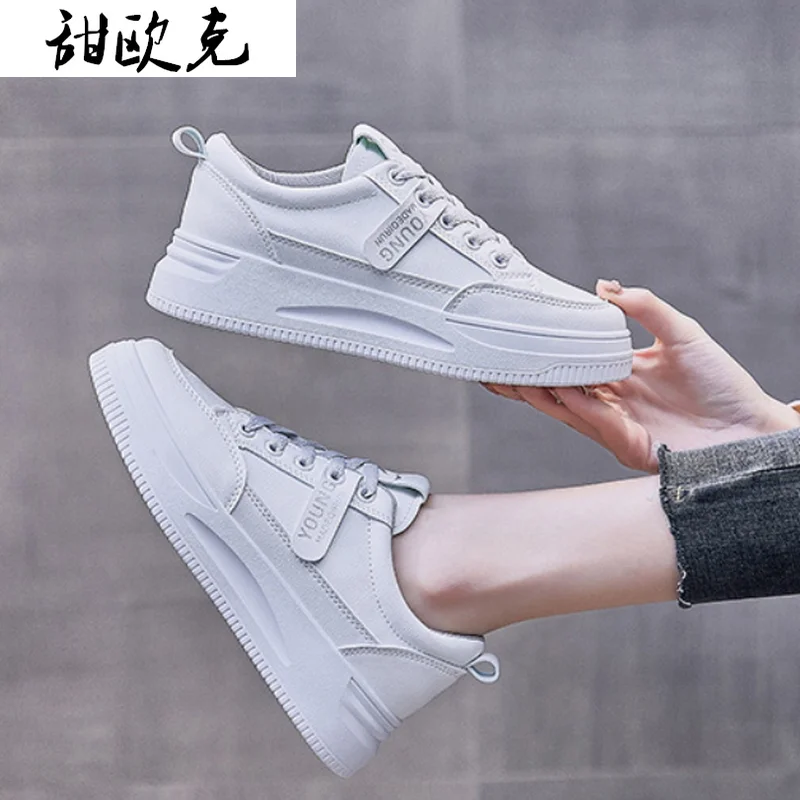 

2021 Autumn Fashion Women's Shoes Non-slip Wear-resistant Solid Color Sneakers Women Comfortable Breathable Lace-up Casual Shoes