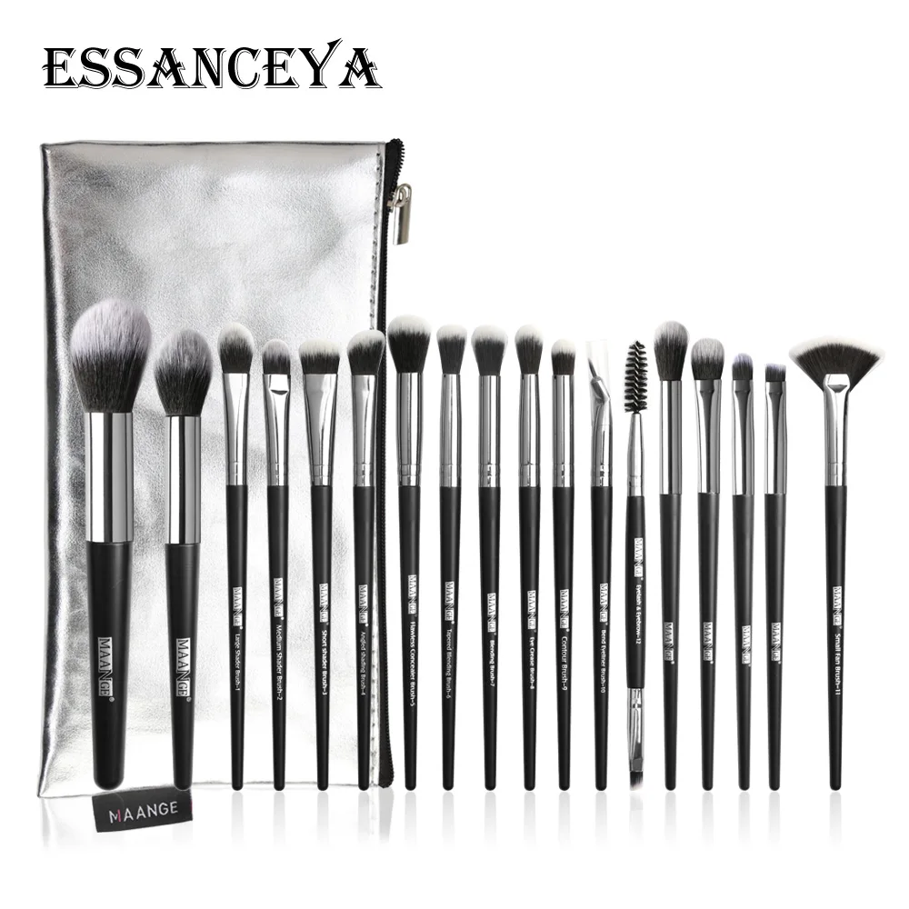 18 pcs with bag ESSANCEYA Новая мода профессиональный макияж кисти для макияжа кисточки 15/18/20 шт глаз для пудры, основы, кисти для макияжа, для румян Набор для Красота - Handle Color: 18 pcs with bag