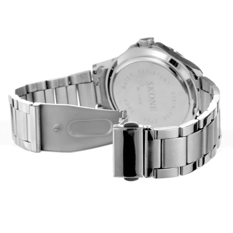 Бизнес часы Для мужчин s Топ Элитный бренд SKONE Полный Нержавеющая сталь кварцевые
