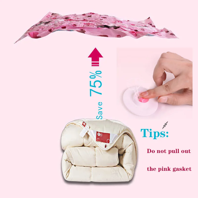 

Vacuum Compression Bag High Capacity Clothing Quilt Storage Bag Travel Clothes Hand-Rolled Sack Air Extraction To Save Space Red