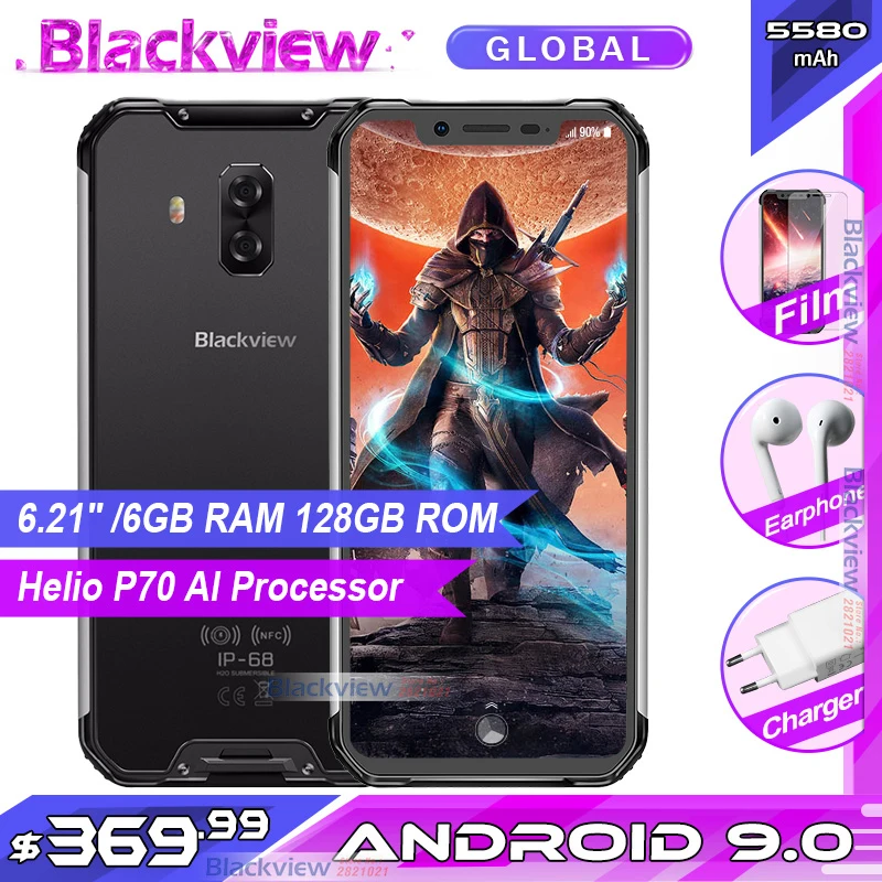 Blackview BV9600 Pro 6,2" Helio P70 IP68 водонепроницаемый прочный смартфон 6GB 128GB Octa Core Android 9,0 4G мобильный телефон 5580mAh