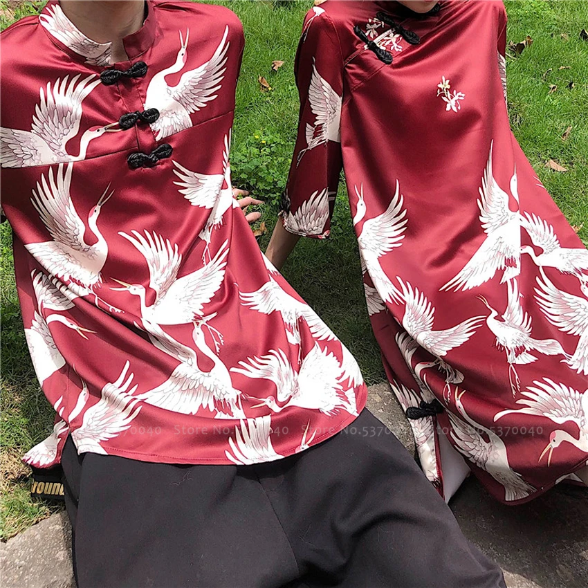 Мужская и женская блузка в стиле Харадзюку костюм ханьфу китайском Ципао