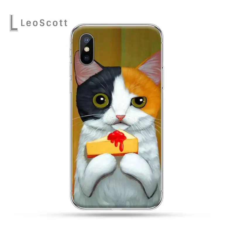 

Funny art cat animal Phone Case for iPhone 11 12 mini pro XS MAX 8 7 6 6S Plus X 5S SE 2020 XR luxury design shell funda