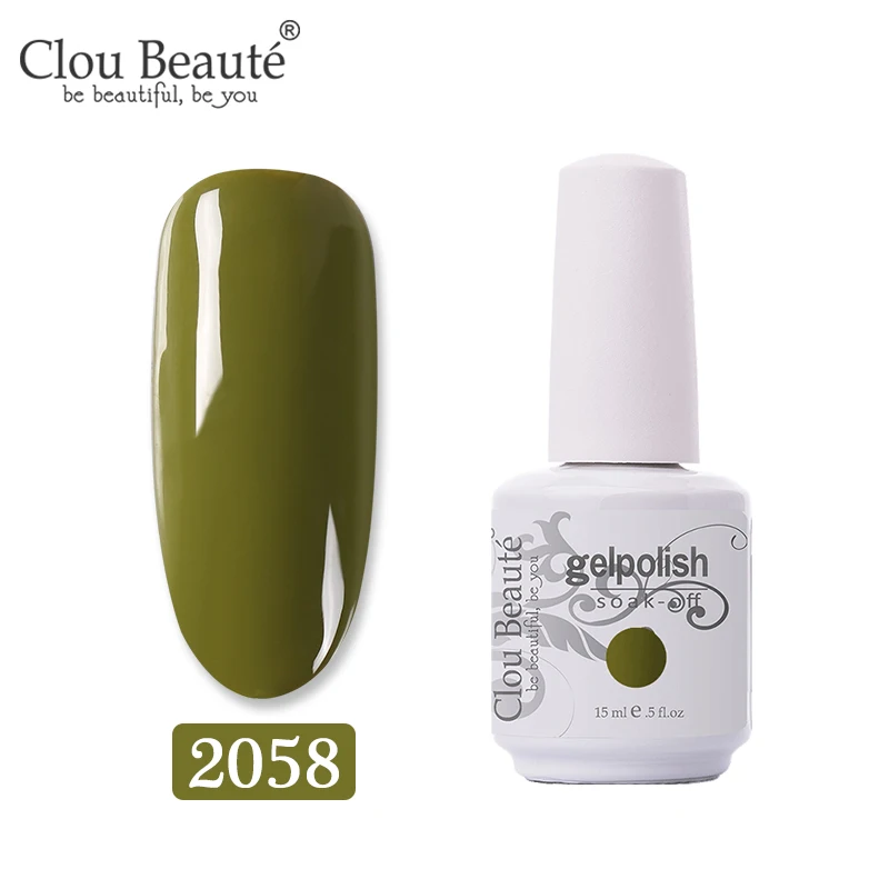 2058 Clou Beaute, 15 мл, лак, Гель-лак, Перманентный лак для ногтей, УФ светодиодный лак для ногтей, для маникюра, долговечный Гель-лак, гель-гибрид - Цвет: 2058