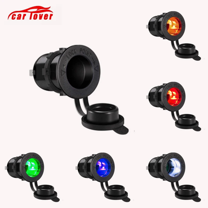 

2021 Car Cigarette Lighter Socket 12V 24V Motorcycle Car Auto Boat Tractor Power Outlet Socket Receptacle Waterproof Plug