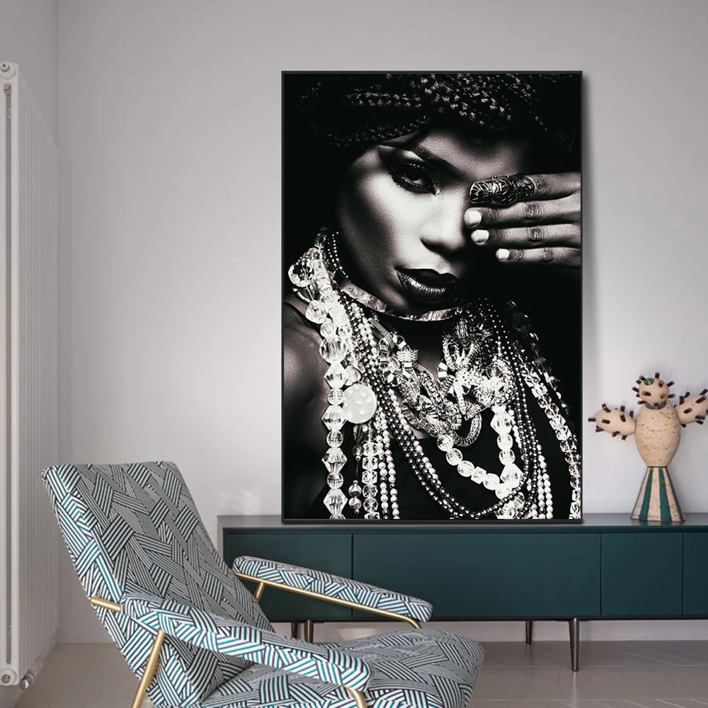 Серебряный макияж Африканская женщина Брезентовая фотография сексуальная