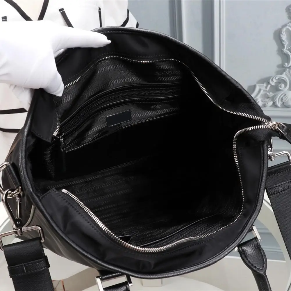 

Men's black nylon large capacity briefcase computer bag