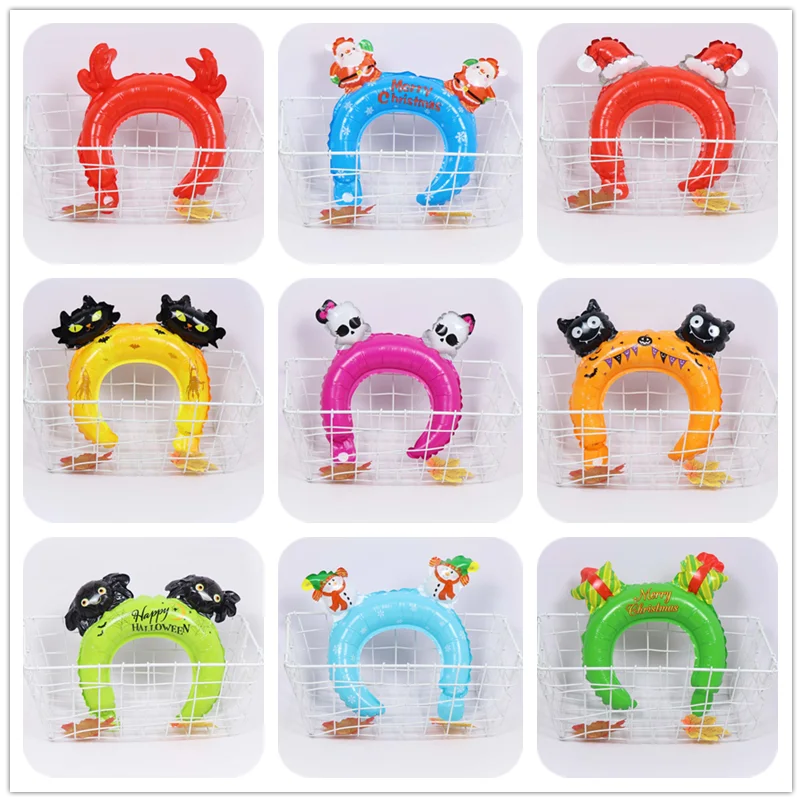 

10 прекрасный Рождество и Хэллоуин животных головные уборы, воздушный шар из фольги призрачная летучая мышь паук носок для Санты Подарки