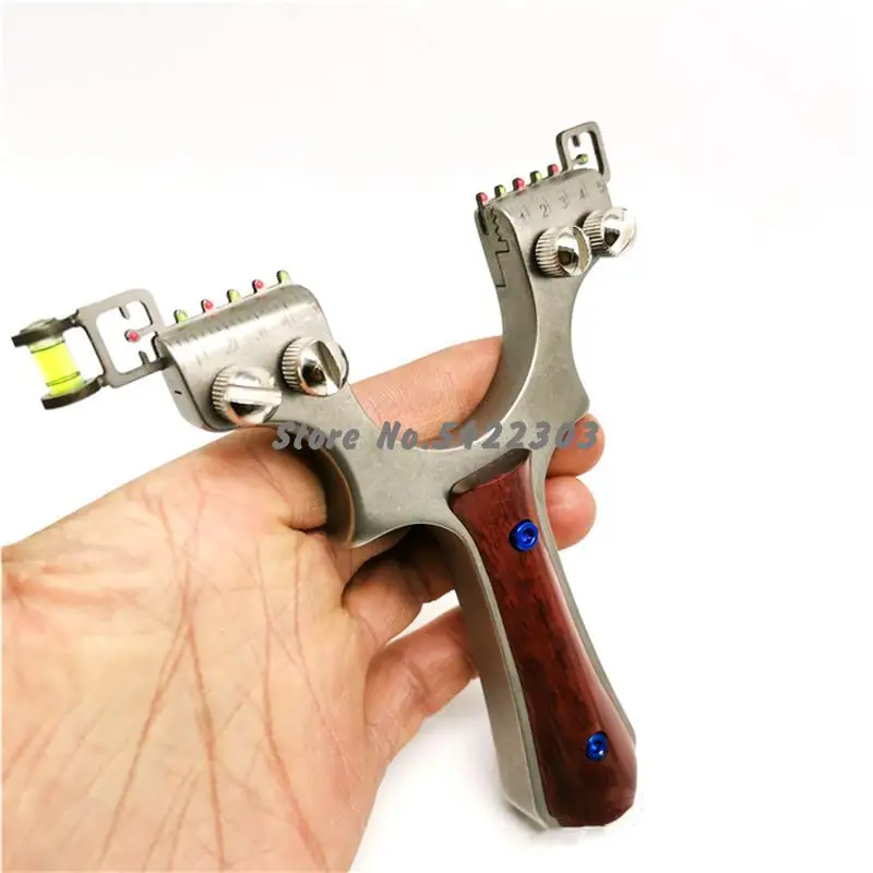 

Stainless steel high quality shooting slingshot hunting flat rubber band fiber aiming outdoor sports slingshot shooting