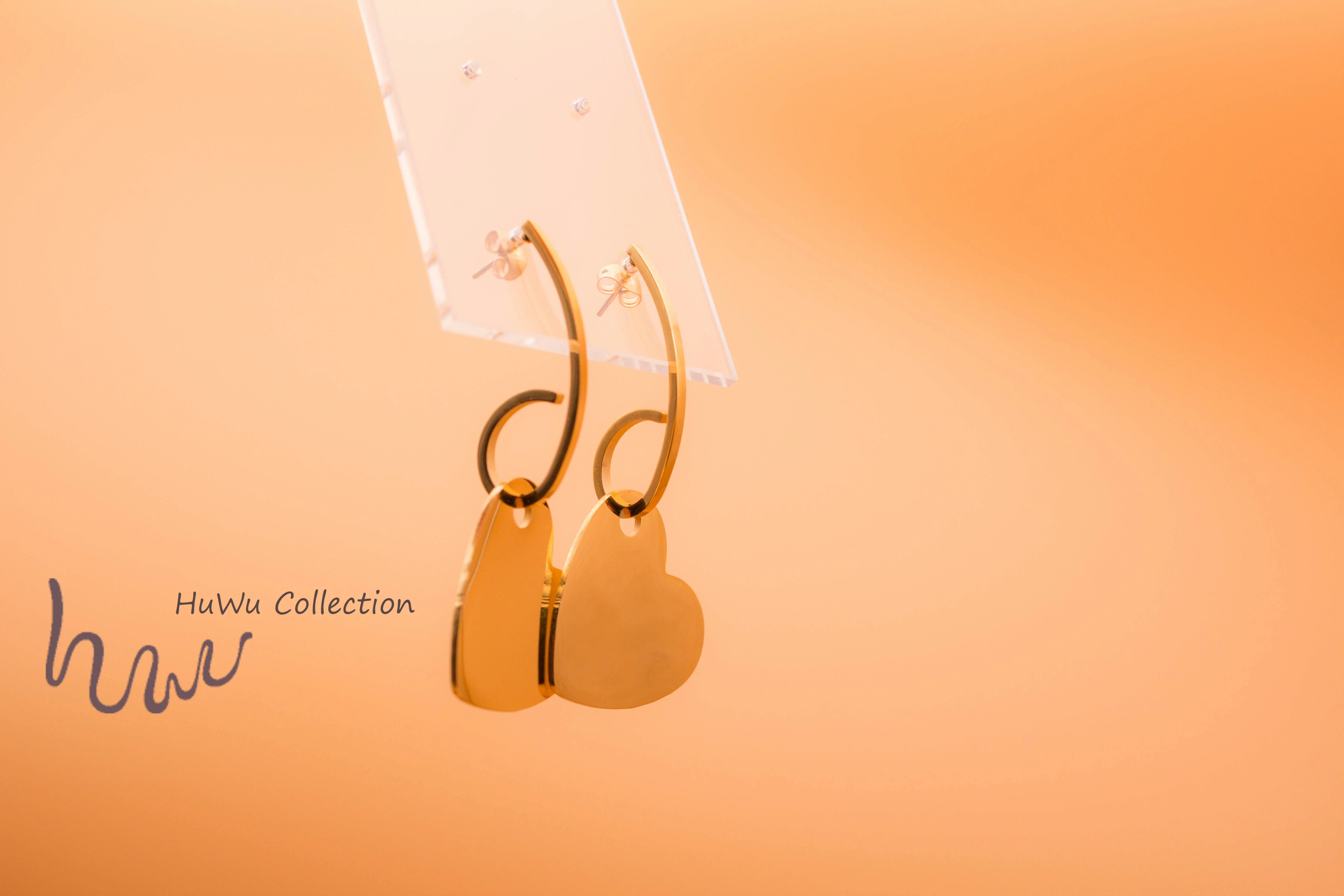 Крутые висячие серьги с большим сердцем для девочек покрытием из золота