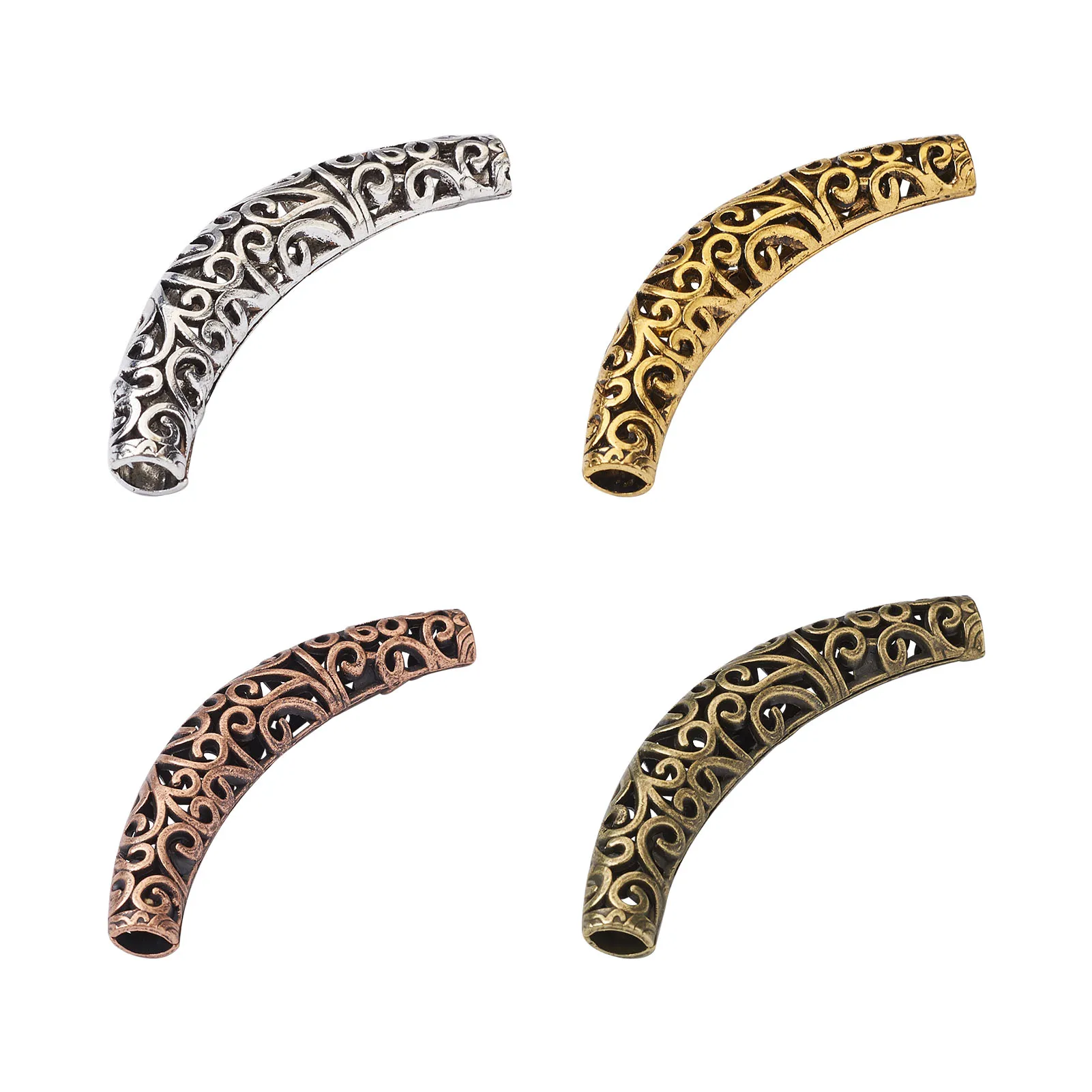 

20Pcs Tibetan Style Hollow Beads Mixed Color Crankle Tube Spacer Beads for Bracelet Necklace DIY Jewelry Making Accessories