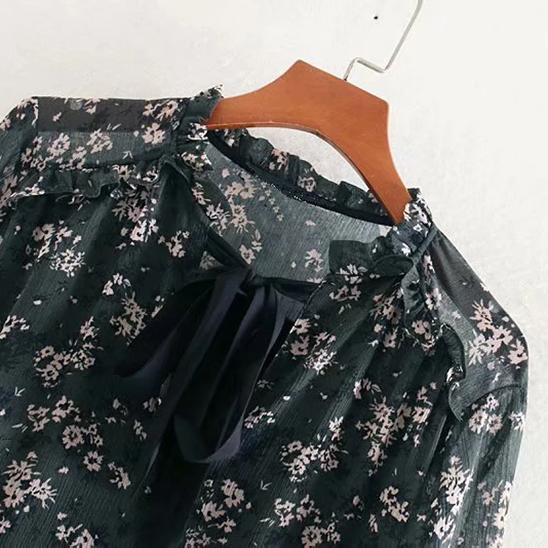 Женское платье с бантом LUZUZI винтажное плиссированное длинным рукавом и