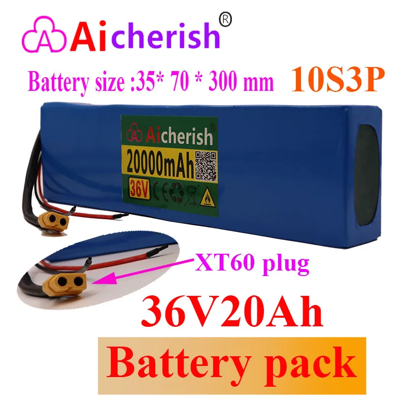 

Electric Bicycle Scooter Battery Pack 18650 Lithium Ion 36V 10S3P 36v20ah 500WBMS Function Overcharge Protection Li-ion Bundle 1