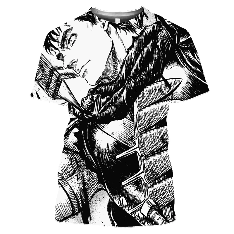 

SONSPEE 3D Printing Berserker Anime Domineering Summer T-shirt Men's Street Ladies Short-sleeved Fashion Hip-hop Sports Leisure