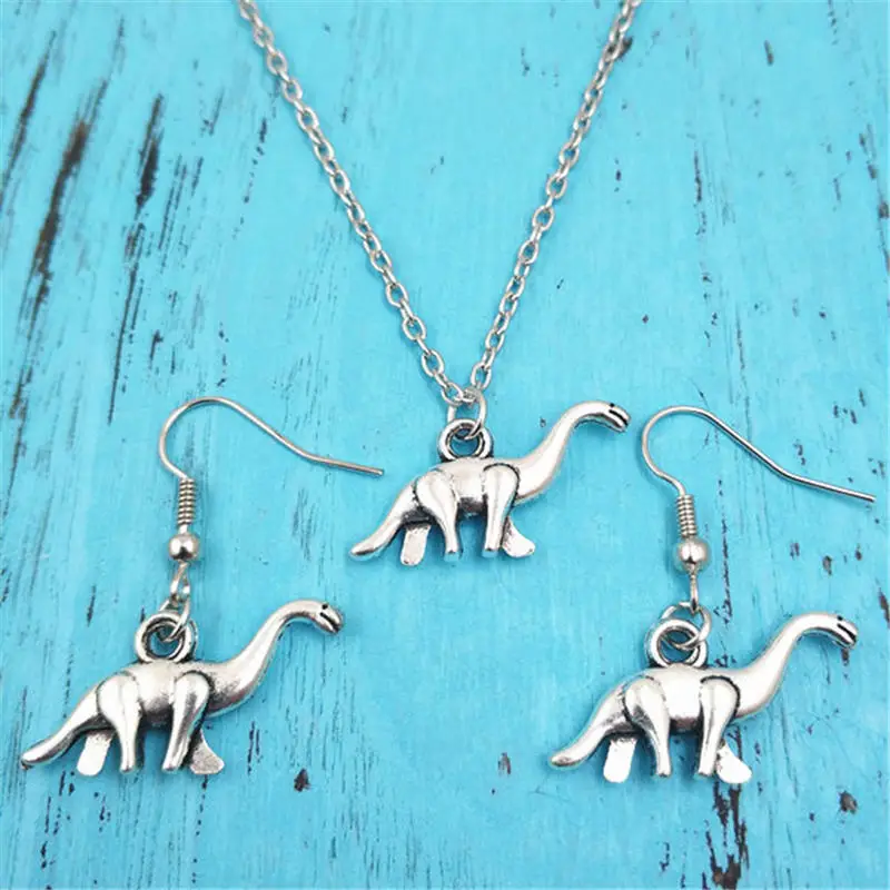 

Dinosaur Animal Vintage Earring Necklace Sets Jewelry Set Antique,Fashion Women Christmas Birthday Girl Gifts