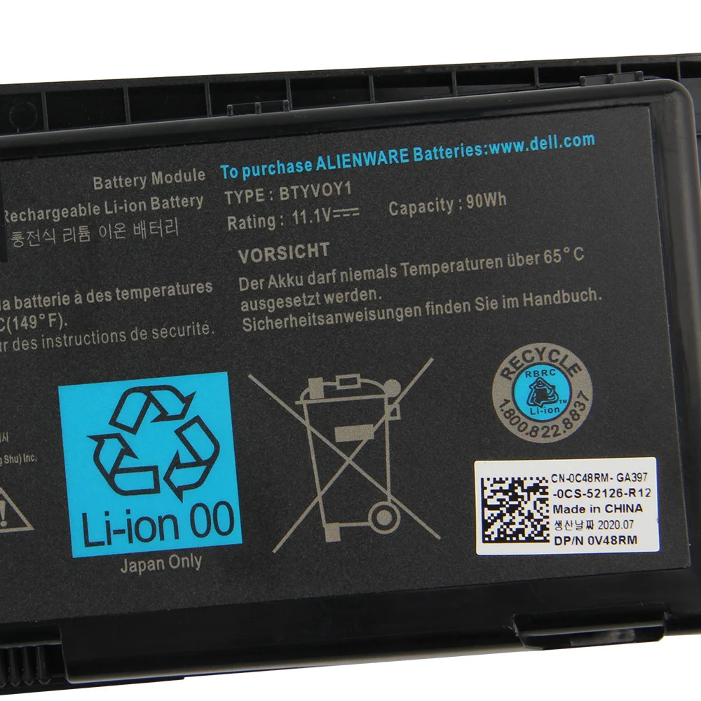 Оригинальная сменная батарея для Dell Alienware M17x R4 R3 типа BTYVOY1 настоящая
