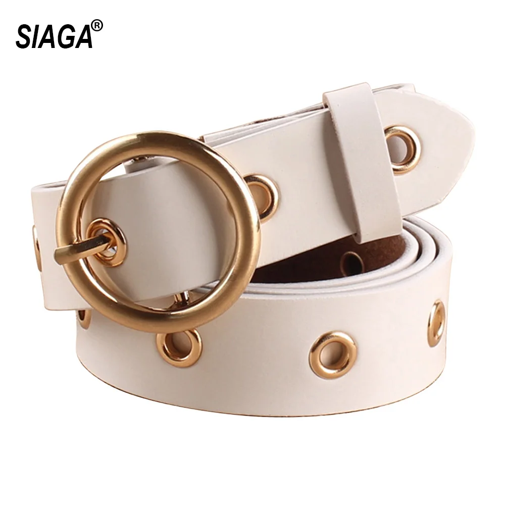 Ladies Alloy Holes Quality Cow Genuine Leather Belts Girls Woman Fashion Brown Belt for Women Jeans 2.8cm Wide FCO005