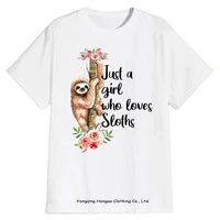 just a girl who loves sloths print 100 cotton plus size graphic t shirts for women cute kawai i sloth with flowers women tops