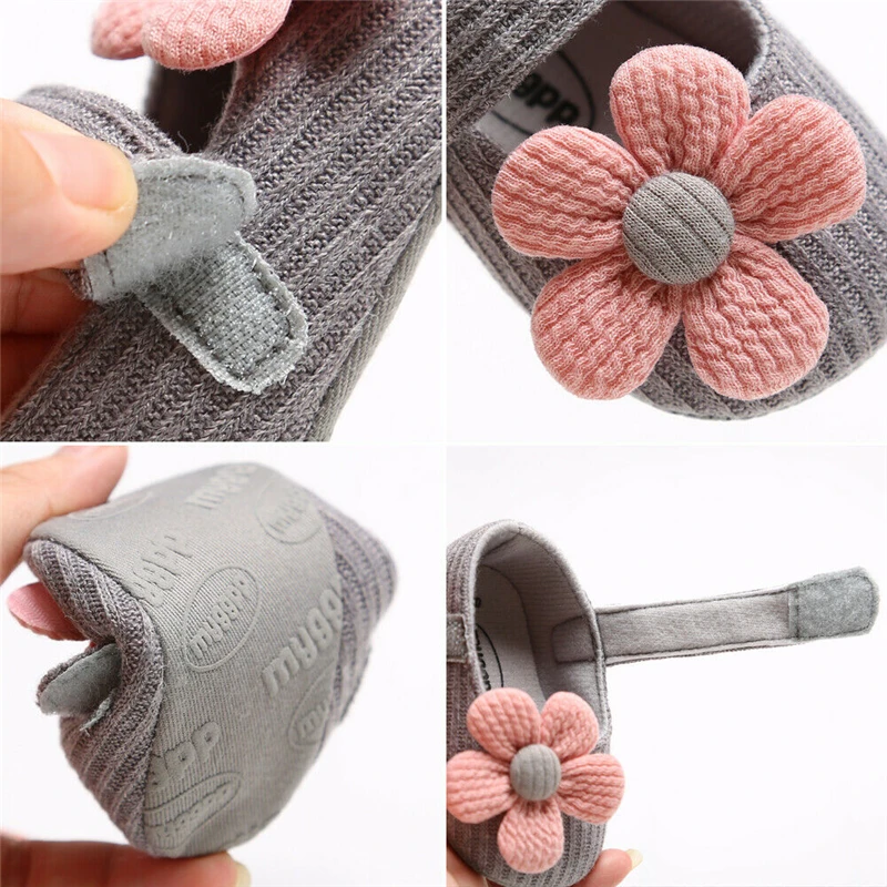 

Stylish Baby Girl Flower Knitted Shoes Soft Sole Anti-slip Crib Shoes Prewalker Kid Children Princess Floral Shoe Party Footwear