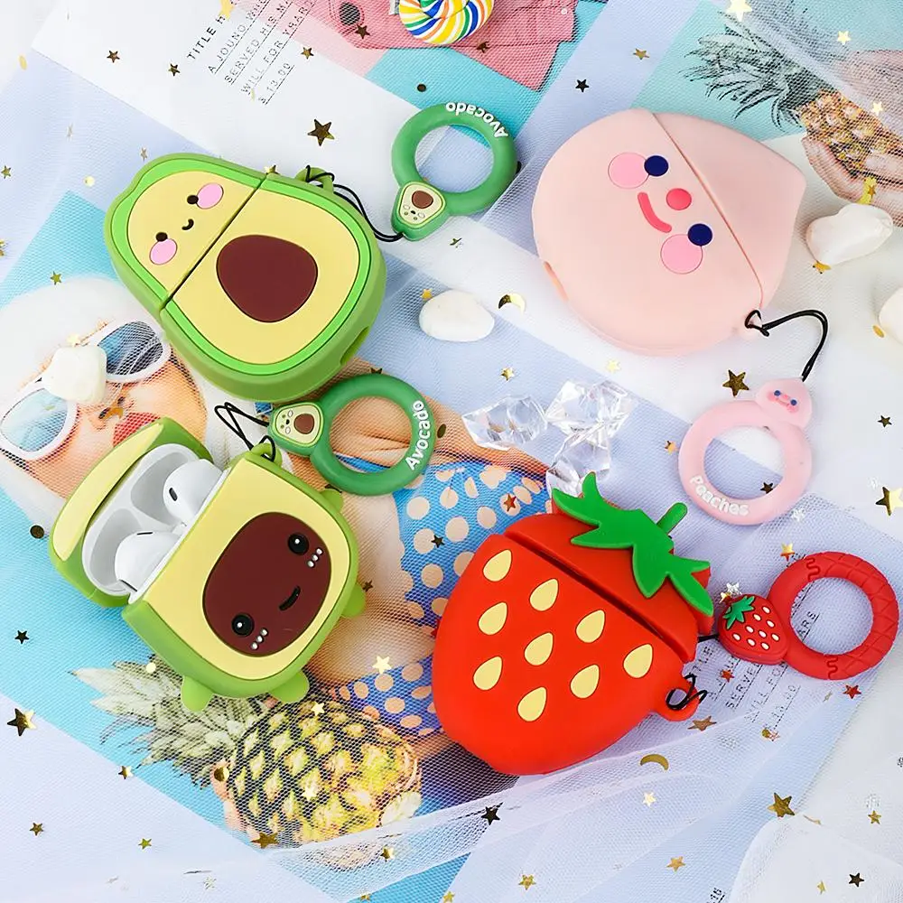 

3D Cute Avocado Fruit Cartoon Soft Silicone Doll Headphone Cases For Apple Airpods Case Wireless Bluetooth Earphone Cover Coque
