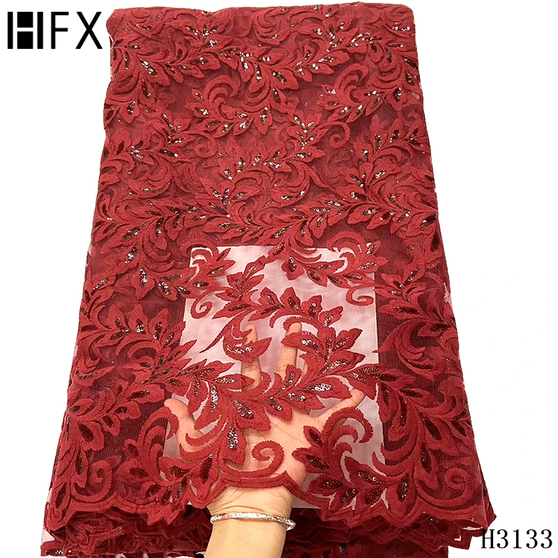 Французская Тюлевая кружевная ткань HFX с блестками Высококачественная