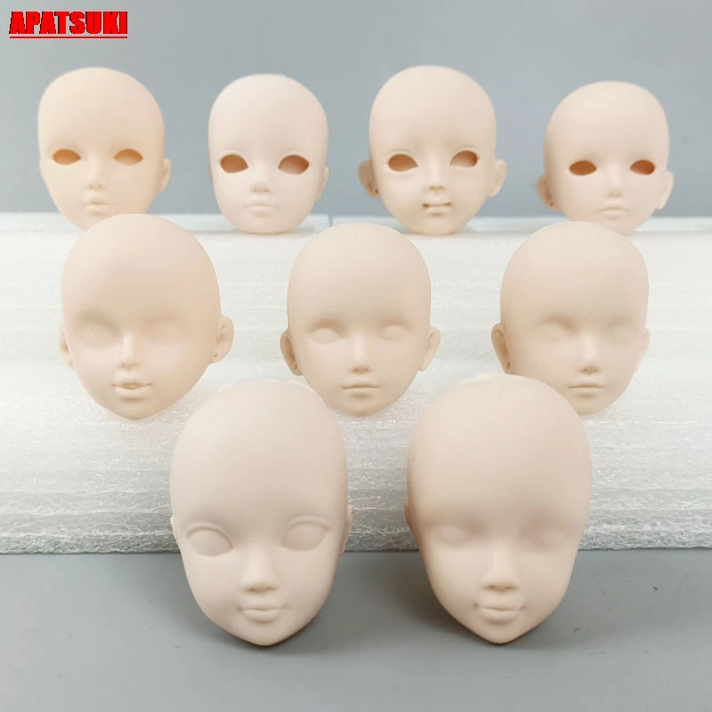 

9pcs/lot Soft Plastic Handmade Practice Makeup Doll Head For 11.5" Doll Heads For 1/6 BJD Doll Practicing Head Doll Accessories