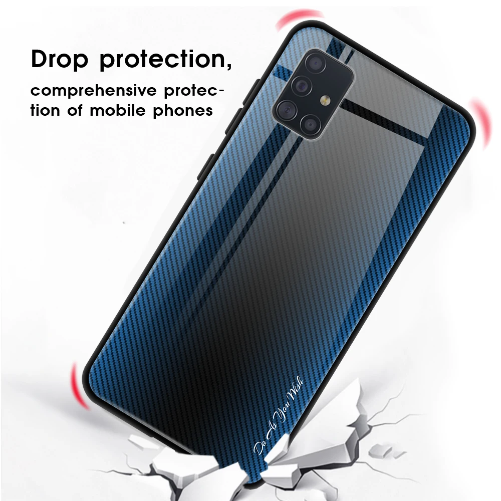 Gradient Phone Case For Samsung Galaxy A51 A71 Tempered Glass Anti-scratch Shell Back Cover a51 a71 | Мобильные телефоны и