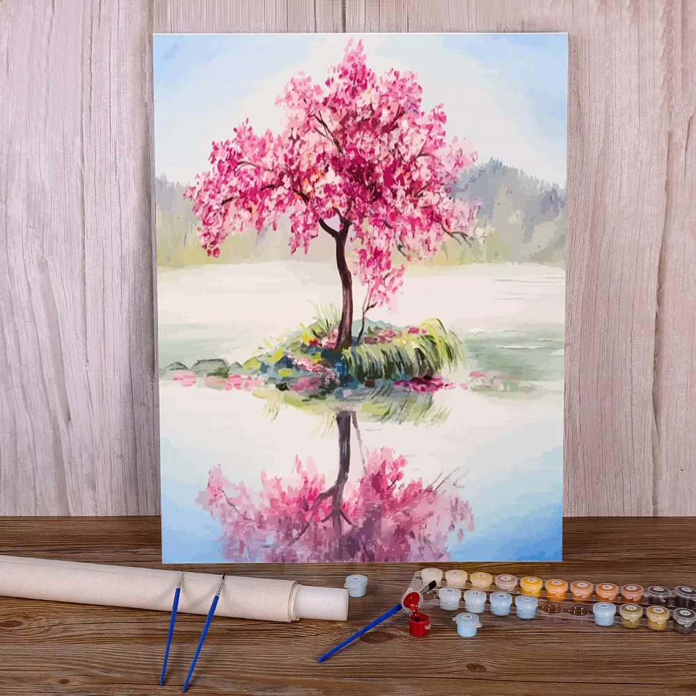 

Landscape Scenery DIY Paint By Numbers Complete Kit Oil Paints 50*70 Oil Painting Loft Wall Picture Children Handiwork