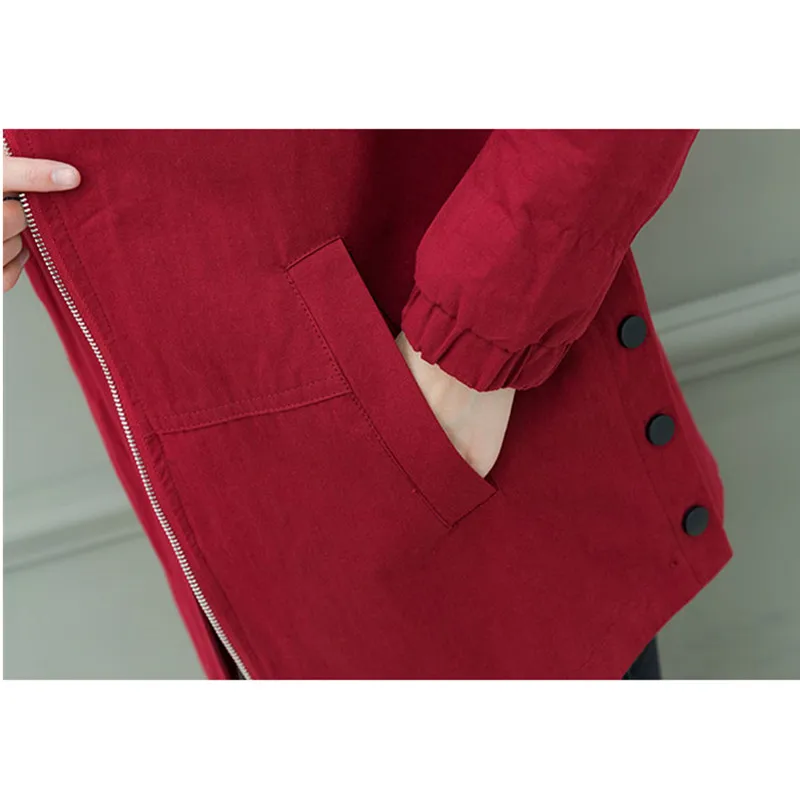 

Spring Autumn Trench Coats Women's Hooded Long-Sleeve Casual Korean Loose Plus size Thin coat Windbreaker Female Outerwear Tops
