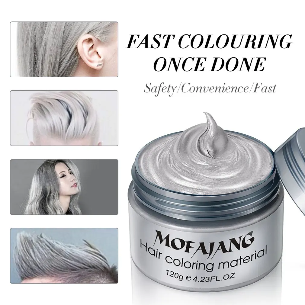 

7 Colors Fashion Hair Coloring Cream Styling One-Time DIY Color Hair Wax Disposable Temporary Hair Dye Mud Grandma Gray Purple